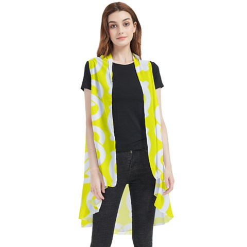 Yellow Pretzel Illustrations Pattern Sleeveless Chiffon Waistcoat Shirt by GardenOfOphir