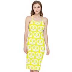 Yellow Pretzel Illustrations Pattern Bodycon Cross Back Summer Dress by GardenOfOphir