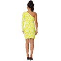 Yellow Pretzel Illustrations Pattern Long Sleeve One Shoulder Mini Dress View4