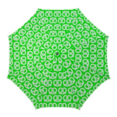 Neon Green Pretzel Illustrations Pattern Golf Umbrellas by GardenOfOphir