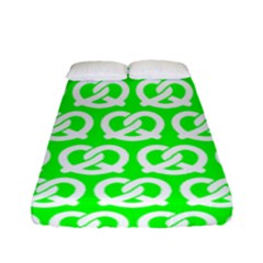 Neon Green Pretzel Illustrations Pattern Fitted Sheet (full/ Double Size) by GardenOfOphir