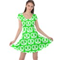 Neon Green Pretzel Illustrations Pattern Cap Sleeve Dress View1