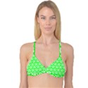 Neon Green Pretzel Illustrations Pattern Reversible Tri Bikini Top View3