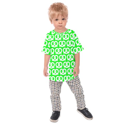 Neon Green Pretzel Illustrations Pattern Kids  Raglan Tee by GardenOfOphir