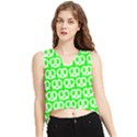 Neon Green Pretzel Illustrations Pattern V-Neck Cropped Tank Top View1