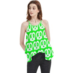 Neon Green Pretzel Illustrations Pattern Flowy Camisole Tank Top by GardenOfOphir