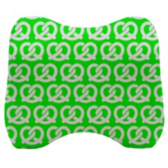 Neon Green Pretzel Illustrations Pattern Velour Head Support Cushion by GardenOfOphir