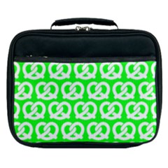 Neon Green Pretzel Illustrations Pattern Lunch Bag by GardenOfOphir