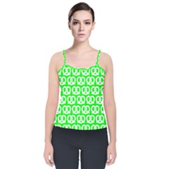 Neon Green Pretzel Illustrations Pattern Velvet Spaghetti Strap Top by GardenOfOphir