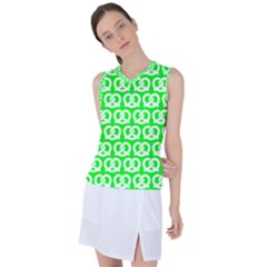 Neon Green Pretzel Illustrations Pattern Women s Sleeveless Sports Top by GardenOfOphir