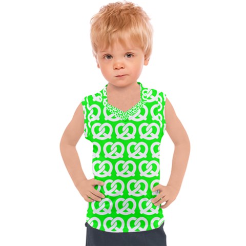 Neon Green Pretzel Illustrations Pattern Kids  Sport Tank Top by GardenOfOphir