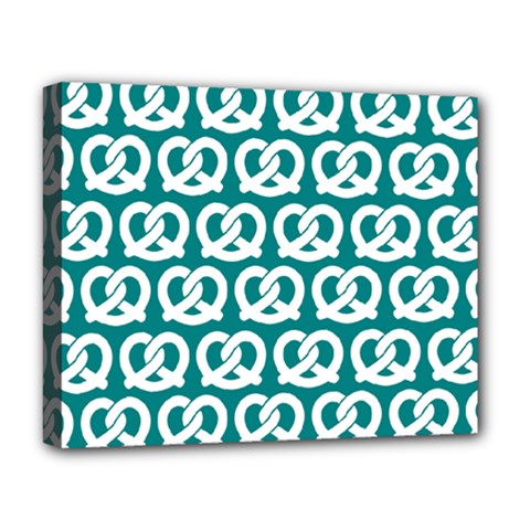 Teal Pretzel Illustrations Pattern Deluxe Canvas 20  X 16  (stretched) by GardenOfOphir