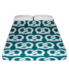 Teal Pretzel Illustrations Pattern Fitted Sheet (king Size) by GardenOfOphir