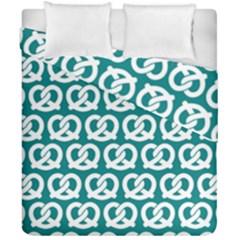 Teal Pretzel Illustrations Pattern Duvet Cover Double Side (california King Size) by GardenOfOphir