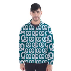 Teal Pretzel Illustrations Pattern Men s Windbreaker by GardenOfOphir