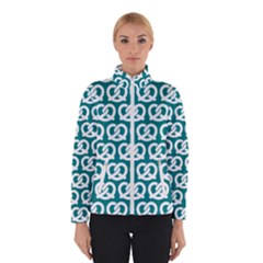 Teal Pretzel Illustrations Pattern Women s Bomber Jacket by GardenOfOphir