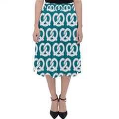 Teal Pretzel Illustrations Pattern Classic Midi Skirt by GardenOfOphir