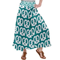 Teal Pretzel Illustrations Pattern Women s Satin Palazzo Pants by GardenOfOphir