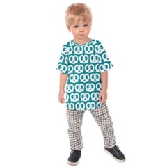 Teal Pretzel Illustrations Pattern Kids  Raglan Tee