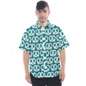 Teal Pretzel Illustrations Pattern Men s Short Sleeve Shirt View1