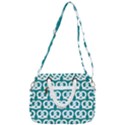 Teal Pretzel Illustrations Pattern Rope Handles Shoulder Strap Bag View3