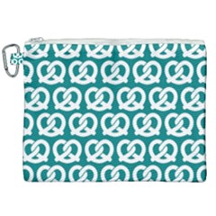 Teal Pretzel Illustrations Pattern Canvas Cosmetic Bag (xxl) by GardenOfOphir