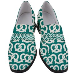 Teal Pretzel Illustrations Pattern Women s Chunky Heel Loafers by GardenOfOphir