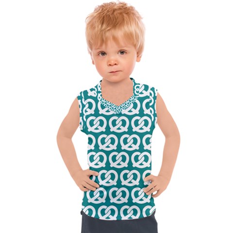 Teal Pretzel Illustrations Pattern Kids  Sport Tank Top by GardenOfOphir