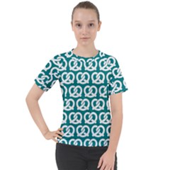 Teal Pretzel Illustrations Pattern Women s Sport Raglan Tee