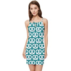 Teal Pretzel Illustrations Pattern Summer Tie Front Dress by GardenOfOphir