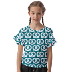 Teal Pretzel Illustrations Pattern Kids  Cut Out Flutter Sleeves by GardenOfOphir