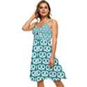 Teal Pretzel Illustrations Pattern Sleeveless Tie Front Chiffon Dress View2