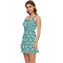 Teal Pretzel Illustrations Pattern Ruffle Edge Bra Cup Chiffon Mini Dress View2