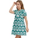 Teal Pretzel Illustrations Pattern Kids  Bow Tie Puff Sleeve Dress View3