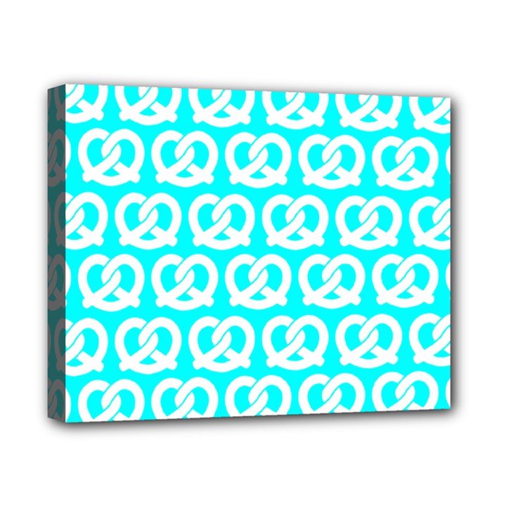 Aqua Pretzel Illustrations Pattern Canvas 10  x 8  (Stretched)