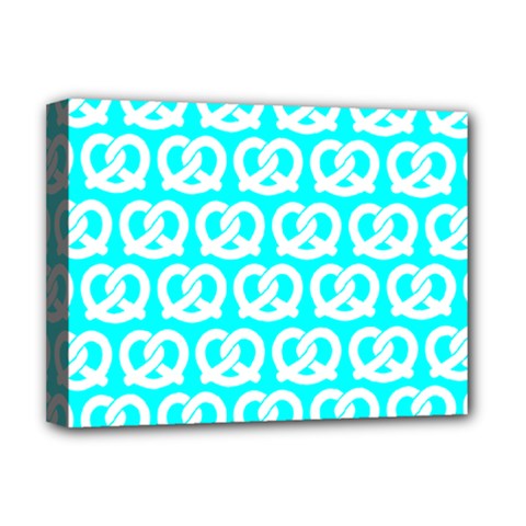 Aqua Pretzel Illustrations Pattern Deluxe Canvas 16  X 12  (stretched)  by GardenOfOphir