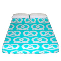 Aqua Pretzel Illustrations Pattern Fitted Sheet (king Size) by GardenOfOphir