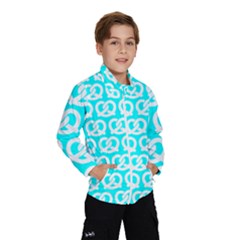 Aqua Pretzel Illustrations Pattern Kids  Windbreaker by GardenOfOphir