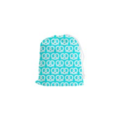 Aqua Pretzel Illustrations Pattern Drawstring Pouch (xs) by GardenOfOphir