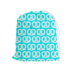 Aqua Pretzel Illustrations Pattern Drawstring Pouch (xl) by GardenOfOphir