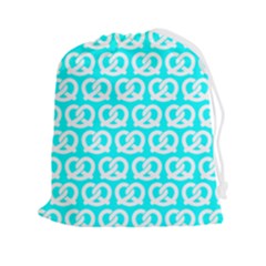 Aqua Pretzel Illustrations Pattern Drawstring Pouch (2xl) by GardenOfOphir