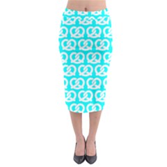 Aqua Pretzel Illustrations Pattern Midi Pencil Skirt by GardenOfOphir