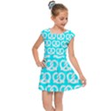 Aqua Pretzel Illustrations Pattern Kids  Cap Sleeve Dress View1