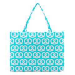 Aqua Pretzel Illustrations Pattern Medium Tote Bag by GardenOfOphir