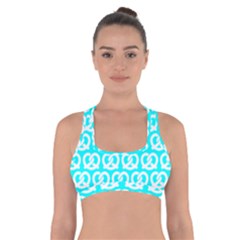 Aqua Pretzel Illustrations Pattern Cross Back Sports Bra by GardenOfOphir