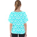 Aqua Pretzel Illustrations Pattern V-Neck Dolman Drape Top View2