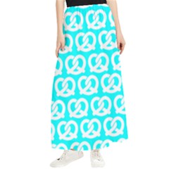 Aqua Pretzel Illustrations Pattern Maxi Chiffon Skirt by GardenOfOphir