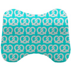 Aqua Pretzel Illustrations Pattern Head Support Cushion by GardenOfOphir