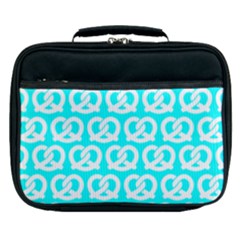 Aqua Pretzel Illustrations Pattern Lunch Bag by GardenOfOphir