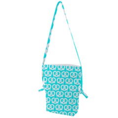 Aqua Pretzel Illustrations Pattern Folding Shoulder Bag by GardenOfOphir